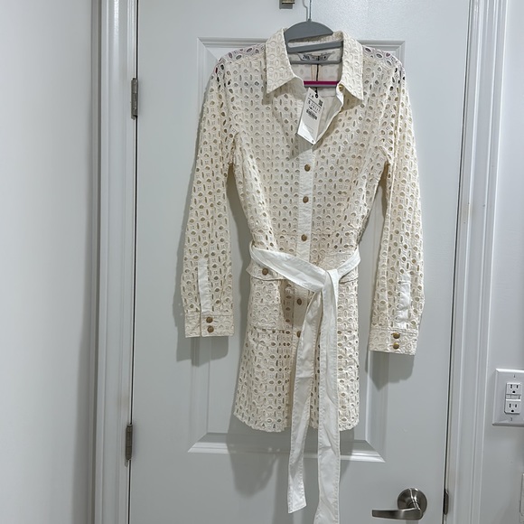 Zara Women Openwork Embroidery Short Dress Ecru 4786/106 Size S - Picture 3 of 8